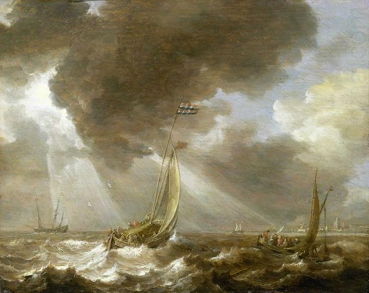 Bonaventura Peeters Dutch Ferry Boats in a Fresh Breeze china oil painting image